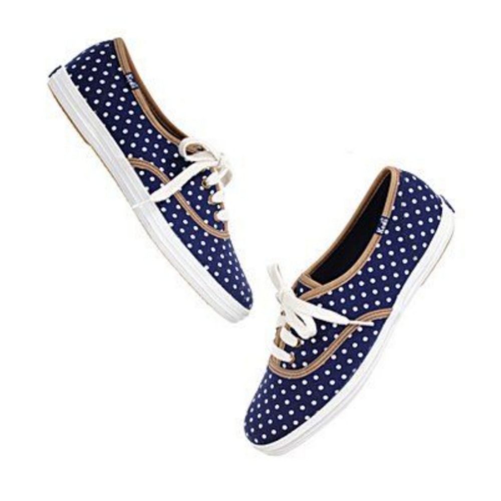 KEDS Navy & White Polka Dot Lace-Up Sneakers